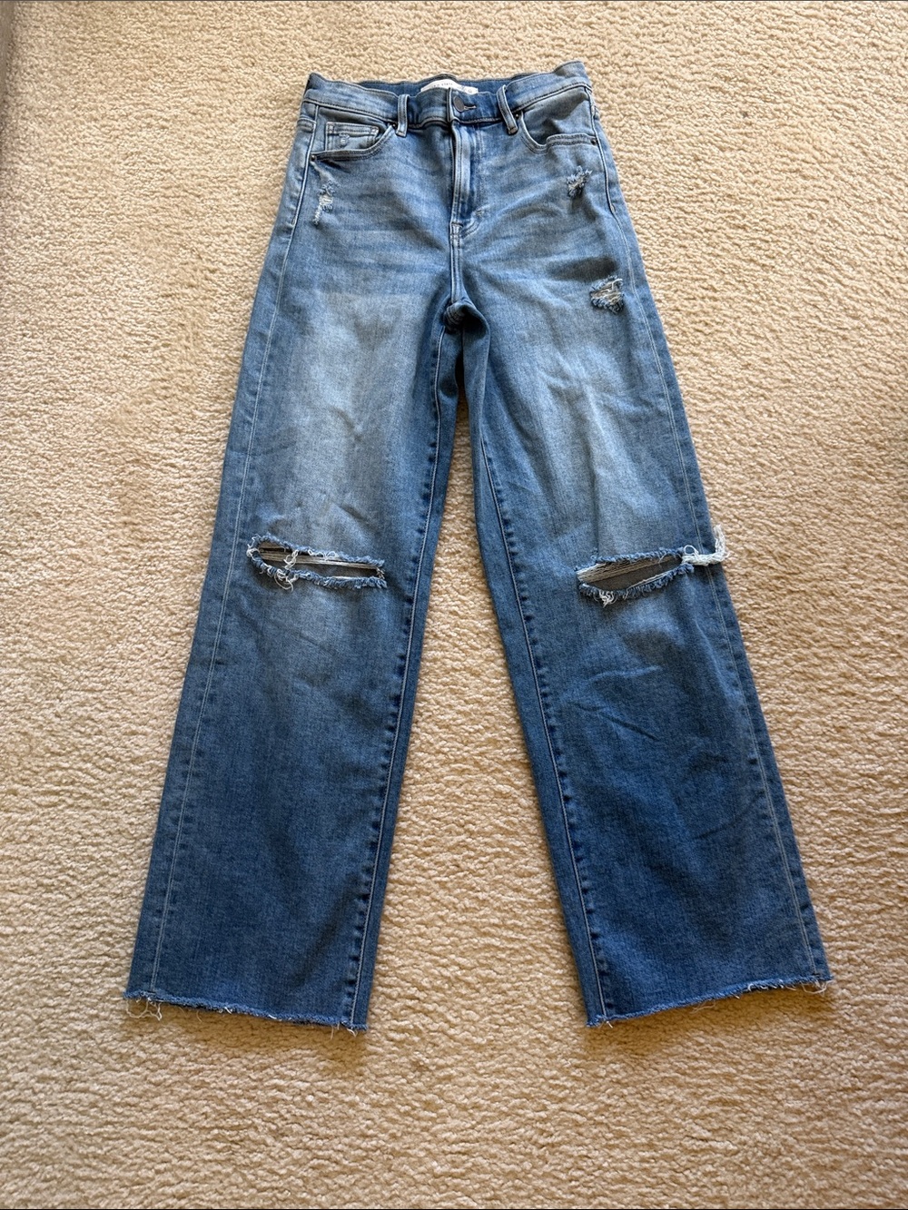 Altar'd State Medium Blue Straight-Leg Distressed Jeans